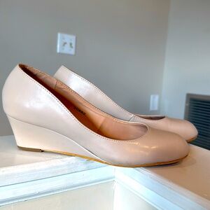Journee Collection Buff/Nude Color Wedge Heels
